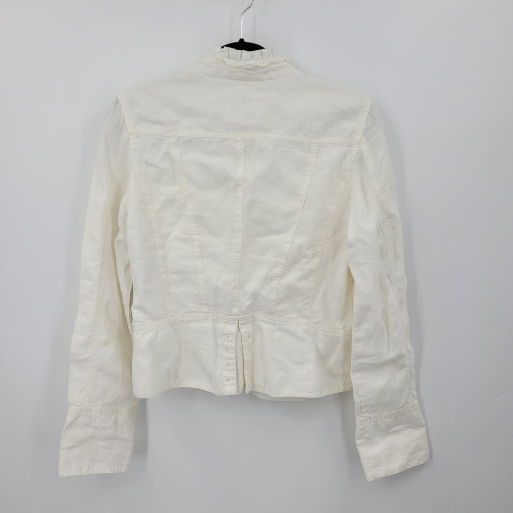 Vtg Escada Victorian Rival Old‎ Money Linen Ruffle Jacket Blazer Sz M Romantic - Picture 3 of 12